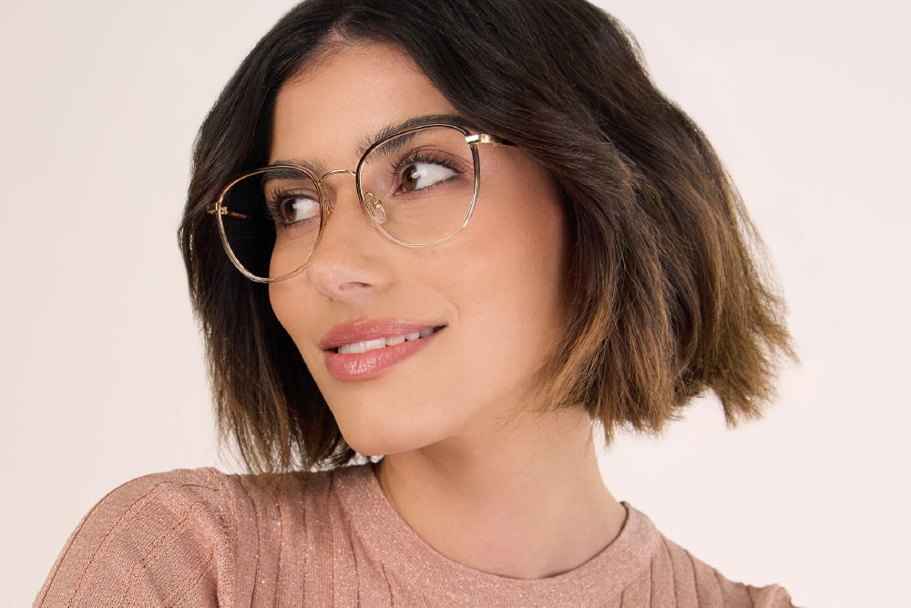 Cara Acetate and Metal eyeglasses frame worn by model.
