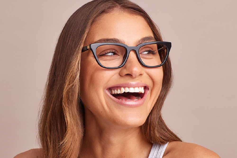 Arlia Acetate and Metal eyeglasses frame worn by model.