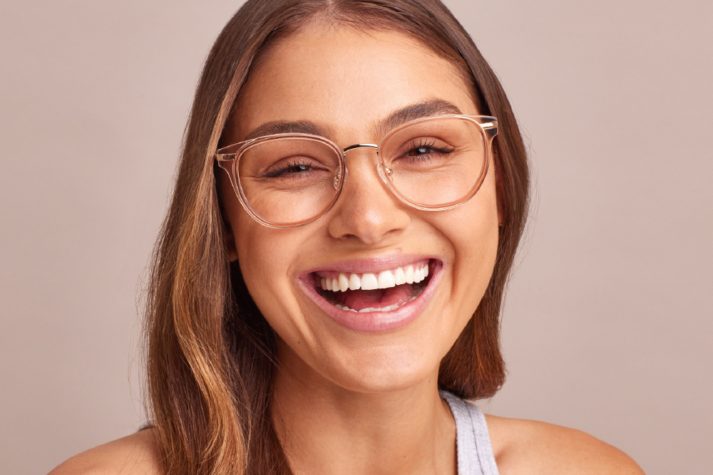 Aries Acetate and Metal eyeglasses frame worn by model.