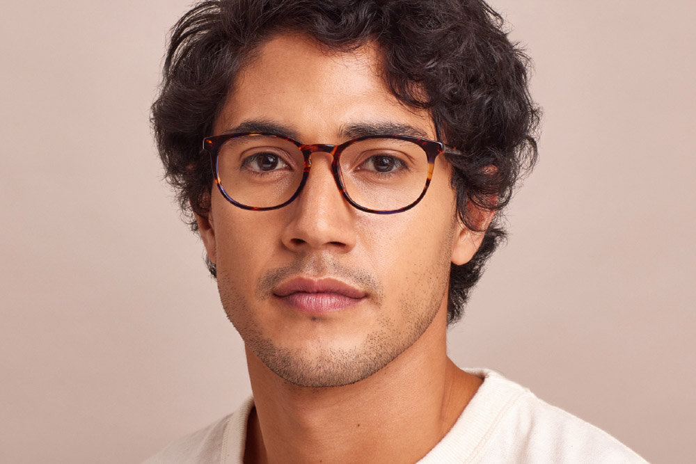 Kent Acetate eyeglasses frame worn by model.