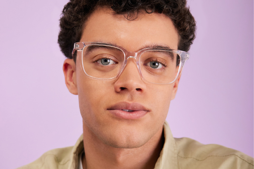 Jinky Large eyeglasses frame worn by model.